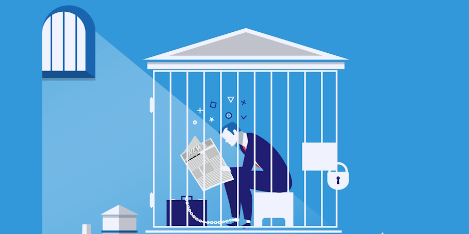man in jail animated graphic